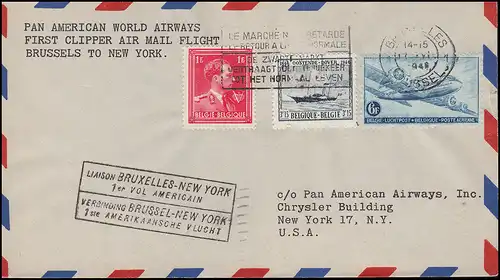 Premier vol New York - Bruxelles par PAN American World Airways, BRUXELLES 17.6.1946