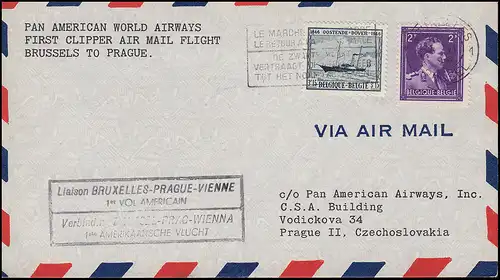 Premier vol Bruxelles-Prague-Vienne par PAN American World Airways, BRUXELLES 16.6.1946