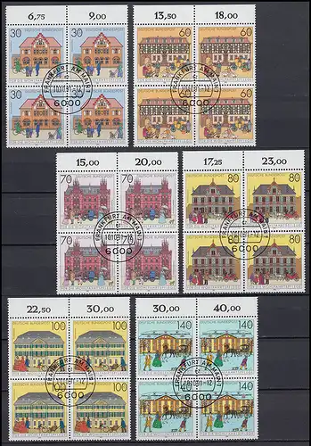1563-1568 Posthäuser Oberrand-Viererblock-Satz mit VS-Ersttagsstempel Frankfurt