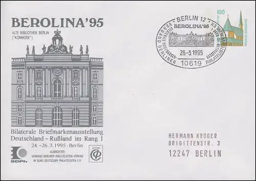 PU 290 BEROLINA Deutschland - Russland, SSt Berlin Alte Bibliothek 26.3.1995