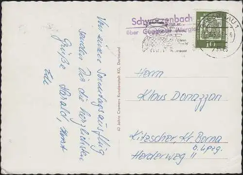 Landpost Schwarzenbach sur GAGGENAU 7.5.1962, AK Die Schlaßwald-Hochstraße