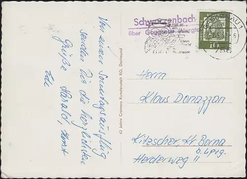 Landpost Schwarzenbach über GAGGENAU 7.5.1962, AK Die Schwarzwald-Hochstraße