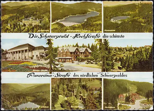 Landpost Schwarzenbach über GAGGENAU 7.5.1962, AK Die Schwarzwald-Hochstraße