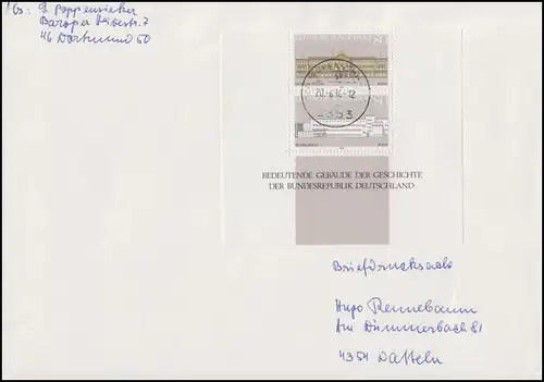 1288-1289 Demokratie: Gebäude, ZD im Blockunterteil FDC OER-ERKENSCHWICK 20.6.86