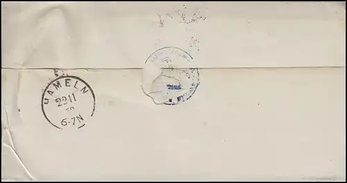 Lettre de service de Hanovre cachet en cercle HANNOVER 22.11.73 selon HAMELN