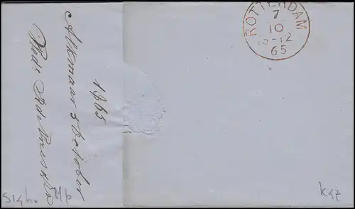 Niederlande Dienstbrief Einkreis ALKMAAR 6.10.65 nach ROTTERDAM 7.20.65