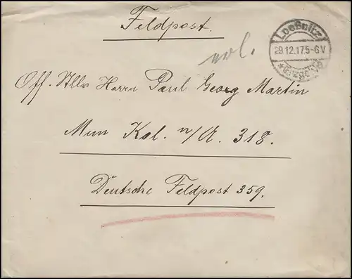 Poste de terrain à Mun. Col. 318 / Poste tarifaire 359, Ff. Martin Lößnitz/Cerzg. 29.12.75