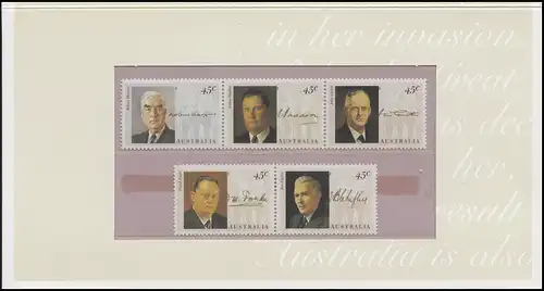 Australien 1419-1423 Wartime Prime Minister 1994 im Original-Folder, beide ZD **
