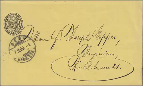 Suisse Bande de bande de filage S 13 chiffres dans Oval 2 C. noir sur jaune BERN 7.2.00