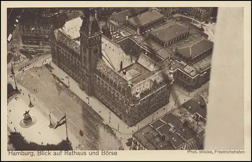 Zeppelin-Aviateur-PK: Hambourg, vue sur l'hôtel de ville et la bourse, inutilisé