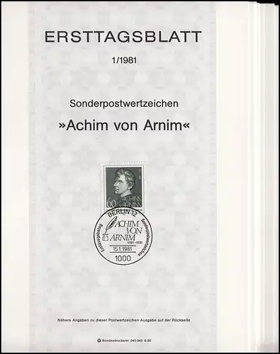 ETB Berlin millésime 1981 N° 1 - 13 complet