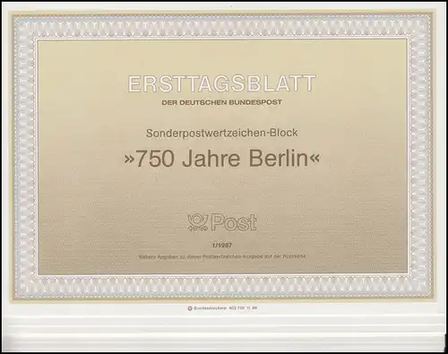ETB Berlin millésime 1987 N° 1 - 13 complet