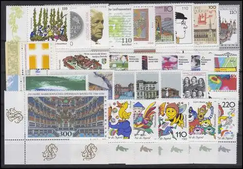 1965-2026 Bund-Jahrgang 1998 Ecken unten links, komplett **