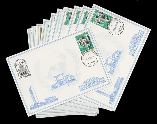 Nations unies Vienne Cartes blanches Année 1980, série numéro 1-11 complète