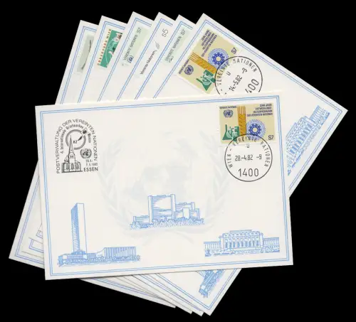 Nations unies Vienne Cartes blanches millésime 1982, série numéro 18-24 complète