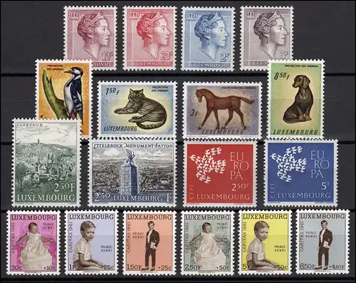 637-654 Luxemburg-Jahrgang 1961 komplett, postfrisch