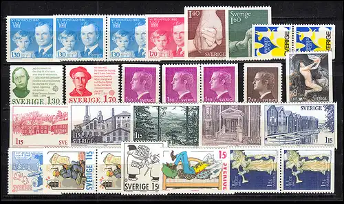 1096-1133 Schweden-Jahrgang 1980 mit Block 8 komplett, postfrisch **