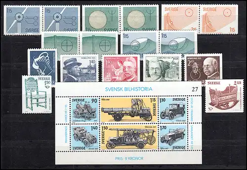 1096-1133 Schweden-Jahrgang 1980 mit Block 8 komplett, postfrisch **