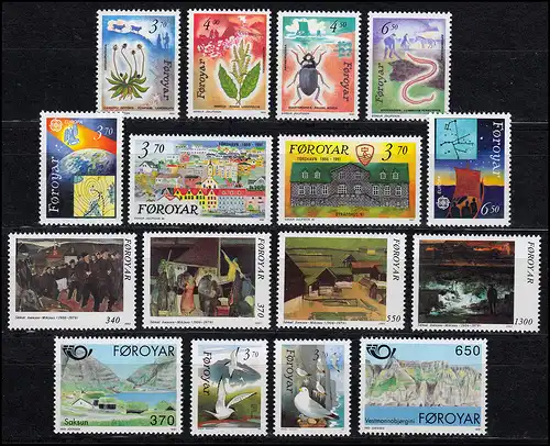 211-226 Danemark-Färöer 1991 complet, ** frais de port