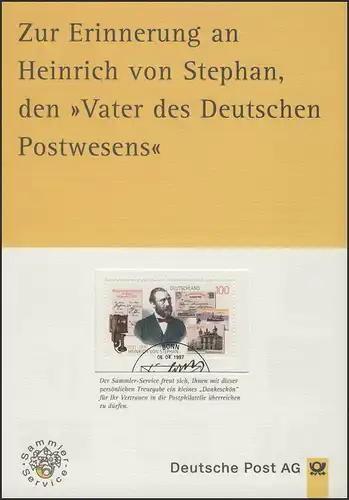 Treuegabe der Post: Heinrich von Stephan ESSt 1997
