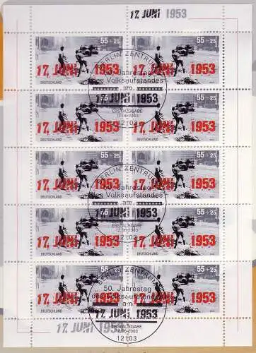 2342 50e anniversaire 17 juin 1953 - Bogen 10 sur le modèle de carton, ESTE