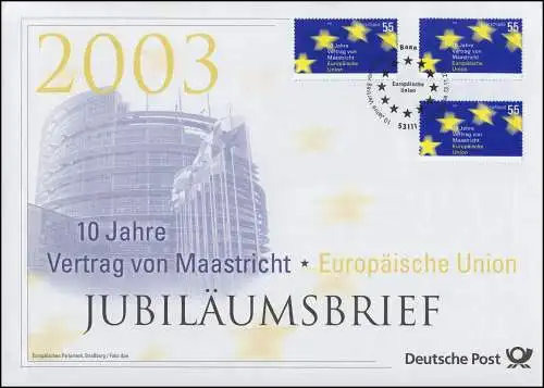 2373 Union européenne & Traité de Maastricht 2003 - Lettre d'anniversaire