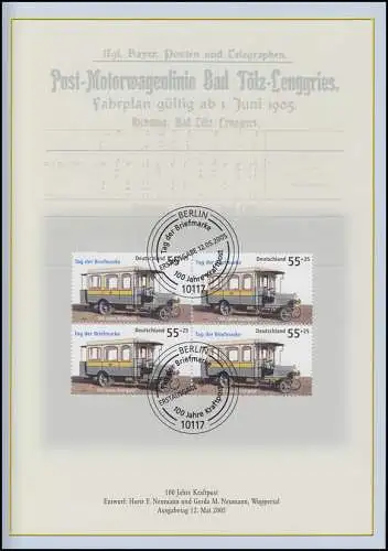 2456 Jour du timbre 100 ans Kraftpostomnibus 2005 - EB 3/2005