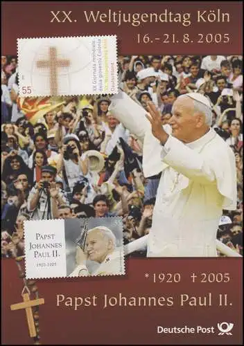 2469 Journée mondiale de la Jeunesse Cologne Croix globe mondial Pape Paul II 2005 - EB 5/2005