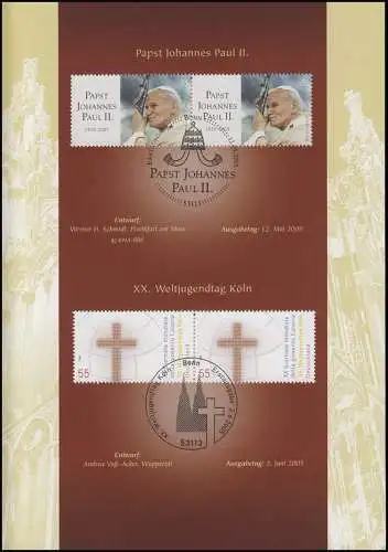 2469 Journée mondiale de la Jeunesse Cologne Croix globe mondial Pape Paul II 2005 - EB 5/2005