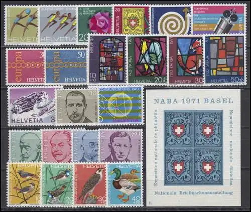 940-963 Suisse-Niveau de 1971 complet, frais de port