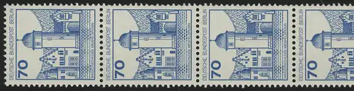 538 BuS alte Fluo 70 Pf, 5er-Streifen + Nr. **