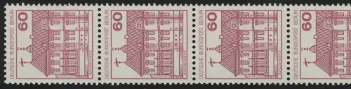 611 BuS alte Fluo 60 Pf rot 300er-Rolle, 5er-Streifen + Nr. **