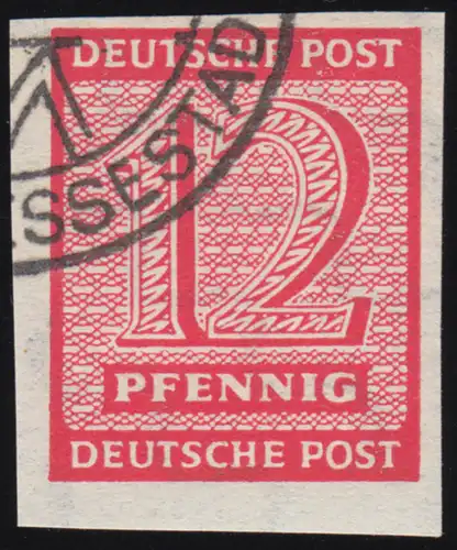 SBZ 119Y, paragraphe 12 Pf, Wz.1Y et rouge carmin, O