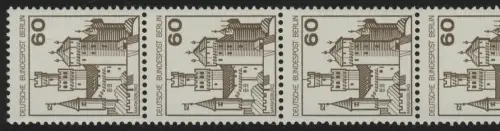 537 BuS alte Fluo 60 Pf 300er-Rolle, 5er-Streifen + Nr., postfrisch **