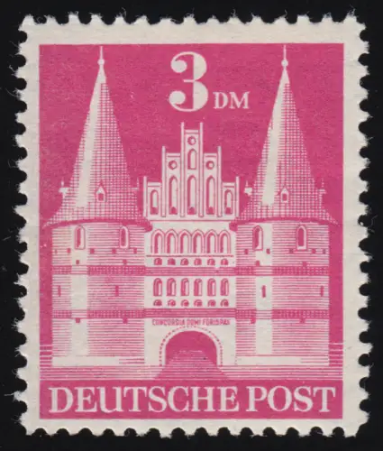 Bizone 99 II YB Bauten 3 DM., weinrot, lange Treppe - postfrisch **