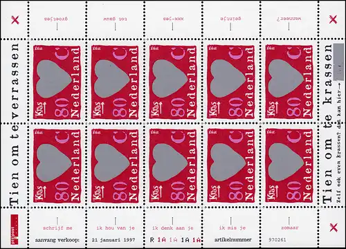 1607 marques surprises coeur 1997 - arcs non, frais de poste **