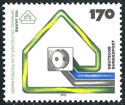 1648 VDE 1993 mit PLF: koeiner grüner Punkt unter 00 von 100 Jahre, Feld 6, **