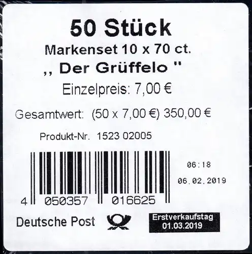 FB 86 Le Gruffalo, BANDEROLE feuille