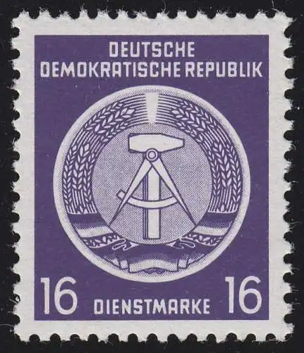 7x XII Dienst-A Zirkel 16 Pf. Wz.2X II, ** postfrisch