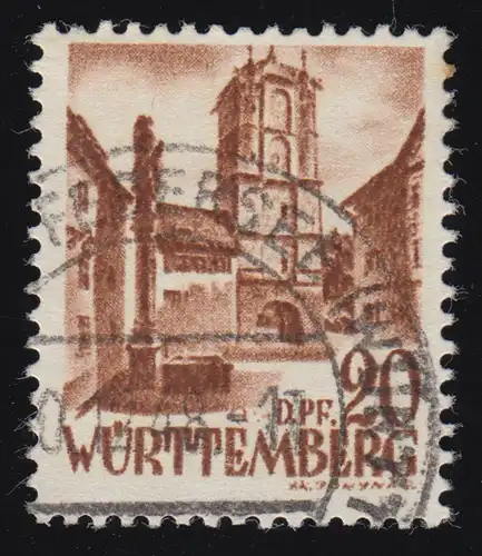 Wurtemberg 21y I marque libre 20 DPf. O cacheté