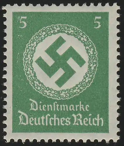 134 Behördendienst 5 Pf., Wz.4, ** - glänzende Gummierung, saftgrün