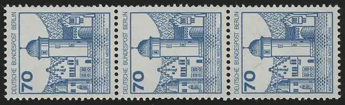 538 BuS neue Fluo 70 Pf, 3er-Streifen + Nr. **