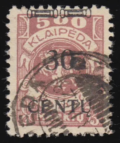 Memel 172A I Impression noir 30 C sur 500 Mark, cacheté