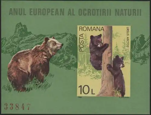 Rumänien Block 168 Braunbären, Mitläufer-Ausgabe 1980, **