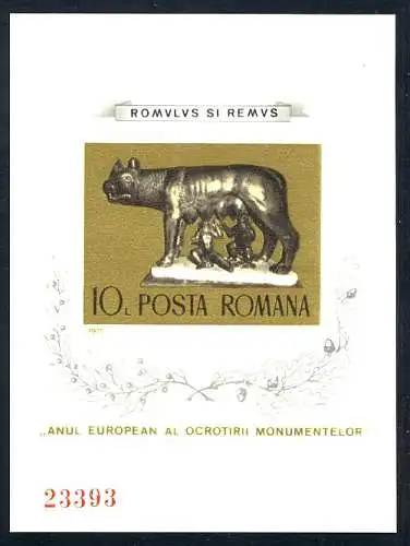 Rumänien Block 122, Romulus und Remus, Europaunion-Mitläufer **