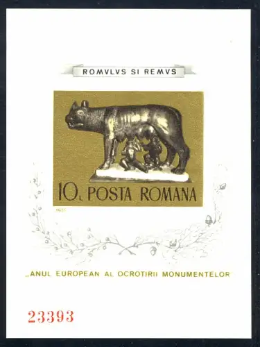Rumänien Block 122, Romulus und Remus, Europaunion-Mitläufer **