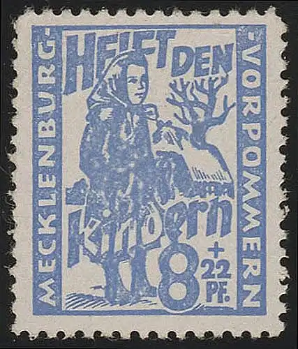 SBZ 27a Aide à l'enfance 8 Pf, hellultramarin, **