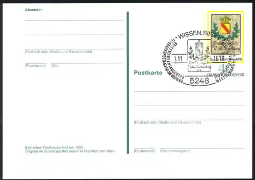PSo 5 Tag der Briefmarke, ESSt Wissen/Sieg Badisches Posthausschild