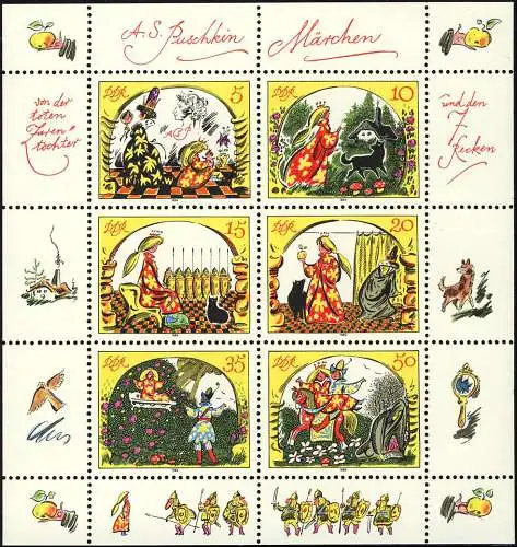 2914-2919 Märchen-Kleinbogen Zarentochter 1984, ** postfrisch