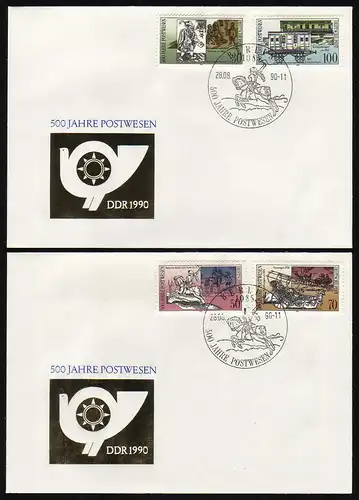 3354-3357 500 Jahre Post 1990, Satz auf FDC
